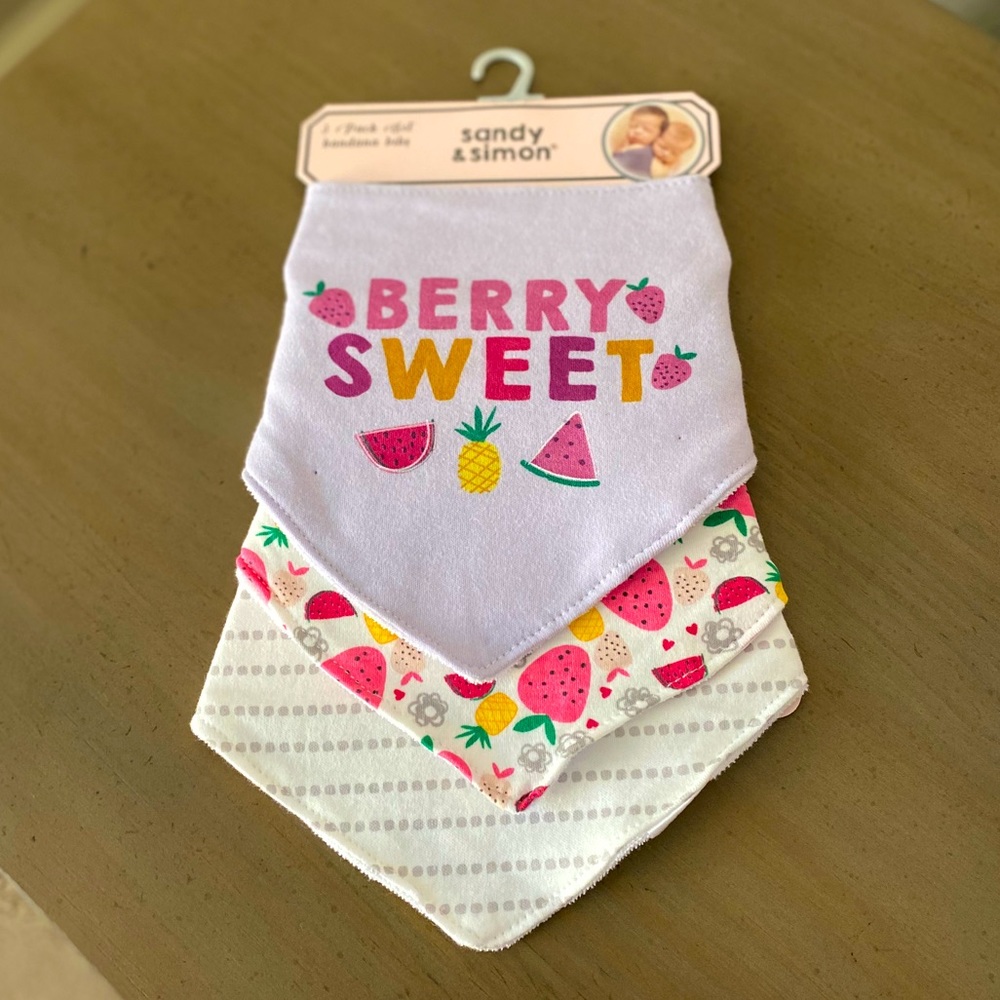 NWT Sandy & Simon 3 Pack Set Bandana Bibs